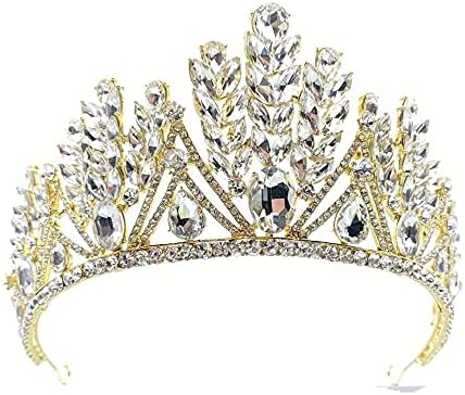 זהב קריסטל סרטי ראש מלכת מצנפות וכתרים כלה גומייה לשיער לנשף מסיבת חתונת שיער תכשיטי אבזרים
