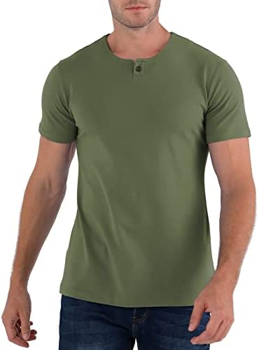 חולצת טריקו של הנלי של Nitagut גברים, חולצת שרירי כפתור, חולצת כותנה רזה מתאימה