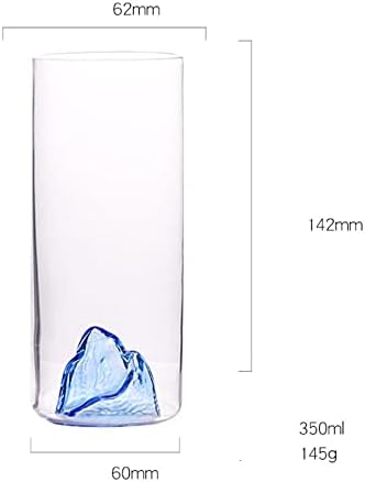 כוסות כוסות כדורגל של Halawaka Crystal כוסות כוסות זכוכית צלולות עם הרים בפנים - 2 pc), כוסות שתייה