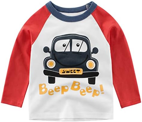 פעוט ילדים ילדים בנות בנות מכוניות מכתב הדפס שרוול ארוך שרוול צווארון חולצות חולצות