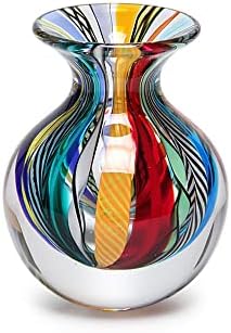 Cá d'Ooro קטן מעוגל אגרטל זכוכית מעוגלת בקנים צבעוניים היפיים מפוצצים זכוכית אמנות בסגנון מוראנו לעיצוב ולמרכזים