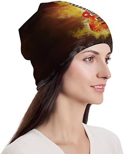 רוק גיטה בלהבות יוניסקס כובע כפה כובע כובע גולגולת חמה כובע סוודר שינה מזדמן בגודל אחד