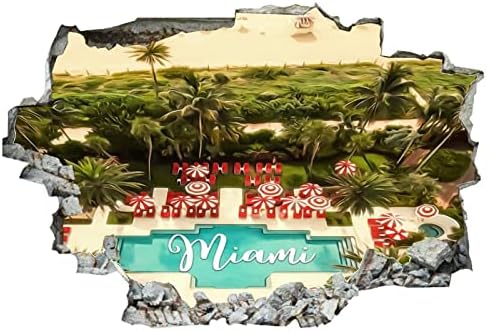קוקוקן אמריקאי מדינת פלורידה מיאמי 3D 3D עצמית נשלפת נשלפת דרך הקיר מדבקות קיר ויניל/ציורי קיר מדבקות