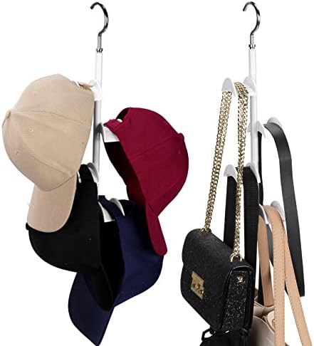 2 חבילה כובע מתלה עבור כובעי בייסבול, ארנק קולב לארון, תיק ארגונית, ארון מארגני ואחסון, מסתובב תיק