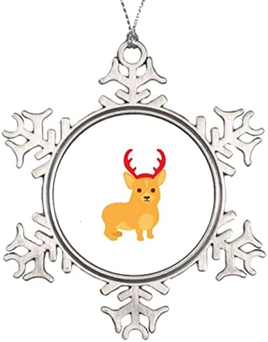 2021 קישוט לחג המולד פתית שלג קישוטי מתכת עגולים לכלב חג המולד עם קרניים אדומות רעיונות מזכרת מצחיקים מתנה עץ חג