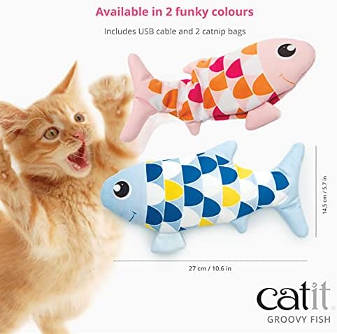 קטיט גרובי דגים אינטראקטיבי חתול צעצוע עם קטניפ, ורוד