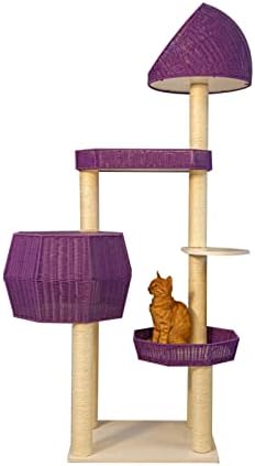 עץ חתול לחתולים מקורה 63. 0 סנטימטרים חתול מגדלי חתול דירה קש חתול קן נוח ונושם חתול בית עם פלטפורמת