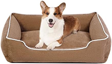 מיטת כלבים של Petmolico, מלבן מיטת ספה מחמד עם עטיפה סביב חיזוק כיסוי רחיץ נשלף נשלף תחתית ללא