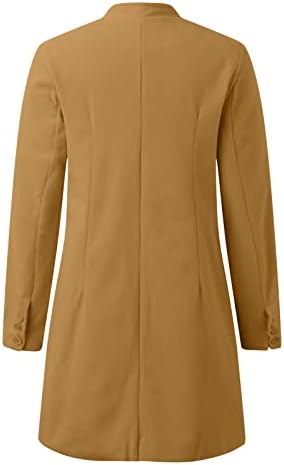 נשים מעיל רך שרוול ארוך שרוול קדמי פתוח חליפת קרדיגן כפתור מוצק כפתור מעיל ארוך ז'קט צ'קט נשים