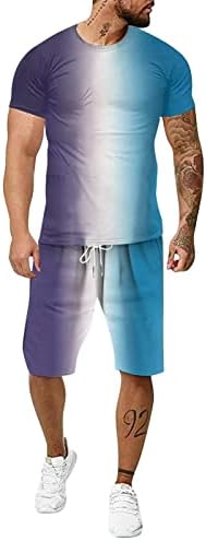 2 תלבושות בגברים של שני חלקים מכנסיים קצרים אופנה אתלטית חולצות שרוול קצר