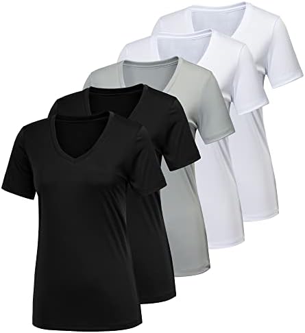 5 מארז אימון חולצות לנשים, לחות הפתילה מהיר יבש פעיל ספורט נשים של כושר ביצועים חולצות