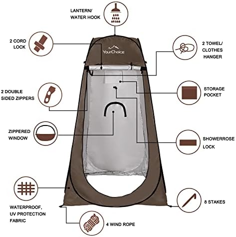 מאוהל הפרטיות שלך - קופץ מקלחת מאוהל לשירותים מאוהל קמפינג נייד מקלטים מקלטים בגובה 6.2 רגל עם שקית נשיאה