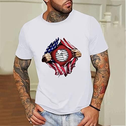 חולצות טריקו של שרוול קצר של Beuu לגברים, דגל אמריקה הדפסת דגל אמריקאי