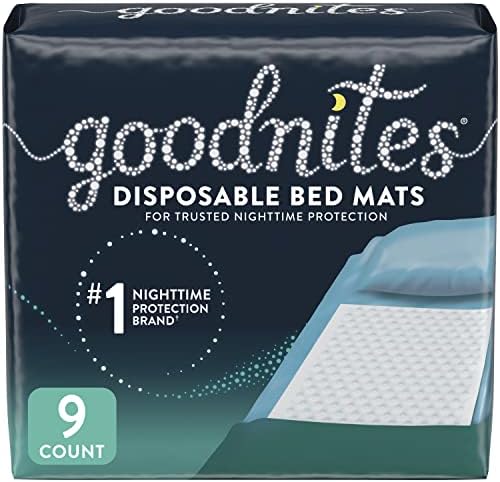 מחצלות מיטה חד פעמיות של Goodnites להטלת מיטה, 2.4 x 2.8 רגל, 9 סמק