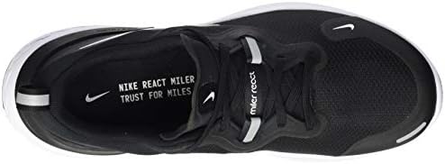 נעלי נייק React Miler Mens גודל 8.5, צבע: לבן שחור DK אפור אנתרציט וולט