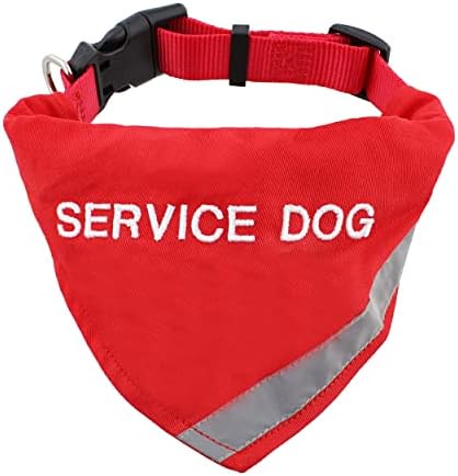 מונדו שירות רפואי צווארון כלבים ובנדנה - 12 עד 16 אינץ 'צווארון כלבים אדום מתכוונן עם טבעת מתכת לרצועה