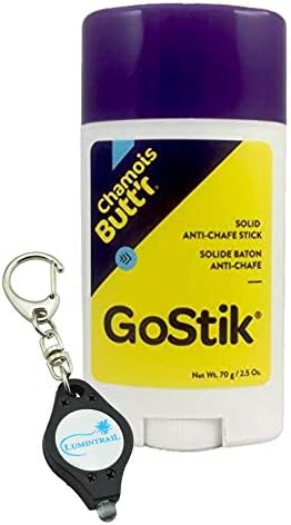 Chamois Butt'r gostick Slustic Stick Anti Chaffing - צרור 2.5 גרם עם אור מפתח Lumintrail