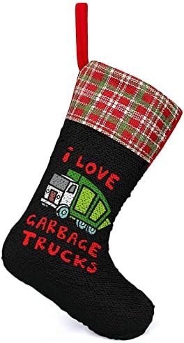 אני אוהב משאיות זבל אשפה גרבי חג המולד גרבי חג המולד גרביים עץ חג המולד אח עיצוב הבית גודל אחד