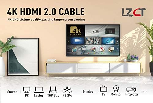 LZCT 4K HDMI 2.0 כבל 125ft חד-כיווני חוט HDMI מהיר V2.0 עם תמיכה במאיץ איתות מובנה 3D UHD 2160P HDR 1080p