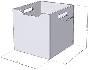BENLEMI Box Cox Box Model 4 - עם ידיות - צבע עץ כחול טורקיז וטבעי - 33 x 33 x 37 סמ