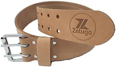 Zeluga Zl208 2in. חגורת עבודות עור עליונות של תבואה כבדה, טבעית, טבעית, טבעית