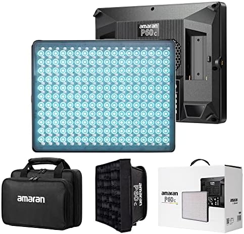 Aputure Amaran P60C RGBWW לוח LED בצבע מלא לוח וידאו אור 60W CRI 95+ TLCI 96+, 5900+ לוקס, עמעום חסר שלב, טמפרטורת