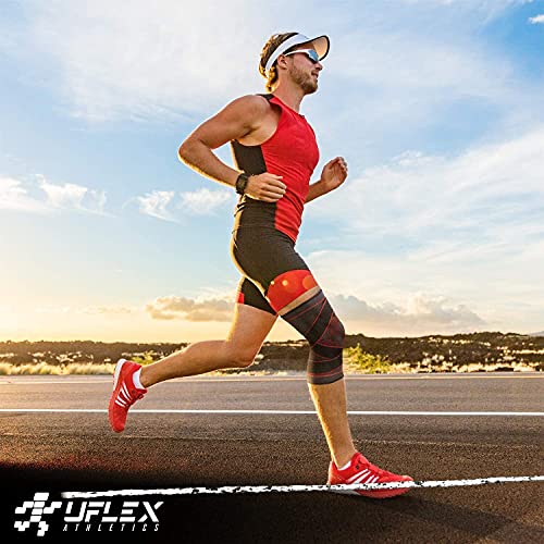 שרוול דחיסת סד ברך של Uflex עם רצועות, ריצה ללא החלקה וספורט ספורט תמיכה בגברים ונשים, בטיחות ספורט