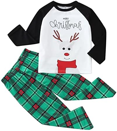 XBKPLO הצבי חג המולד הדפס עליון PJS SET מכנסיים בגדים סט משפחתי תואם פיג'מה תואמת פיג'מה לחג המולד