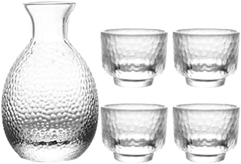 Ipetboom זכוכית כלי אוכל סט סאקה סיר יין מיני עם 4 יחידות כוסות כוסות כוסות כוסות תה יפני מתקן