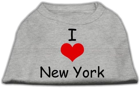 אני אוהב עיצוב ניו יורק חולצת כלבים דפוס אפור xxl