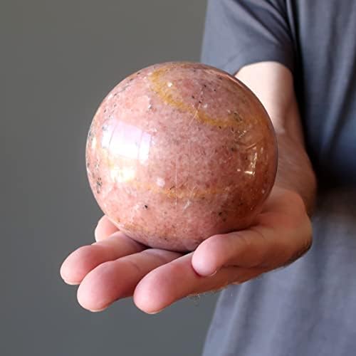 גבישי סאטן ורוד כדור אוונטורין כדור קריסטל שמח 3.0-3.25 אינץ '