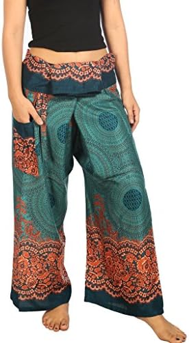 Lannaclothesdesign עיצוב נשים דייג תאילנדי מכנסי יוגה מכנסיים רחבות