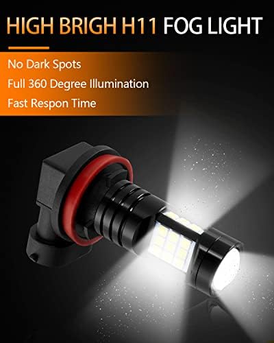 SOLAM 6000K XENON לבן H11 H8 LED אורות ערפל נורת 2400 לומן לזוג מנורות הלוגן תואמות לשנת 2014 2015 2017 2018