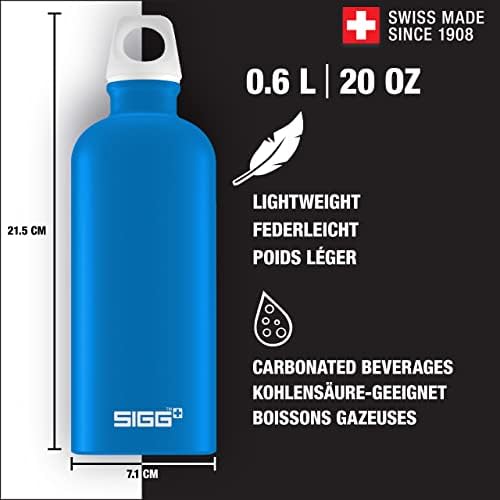 Sigg - בקבוק מים אלומיניום - מטייל כחול חשמלי - מוסמך ניטרלי אקלים - מתאים למשקאות מוגזים -