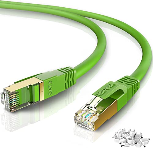 Cat8 כבל Ethernet 100ft, מקורה וחיצוני, כבד מהירות גבוהה 26AWG CAT8 רשת LAN כבל 2000 מגהרץ, 40 ג'יגה -סיביות -ביט
