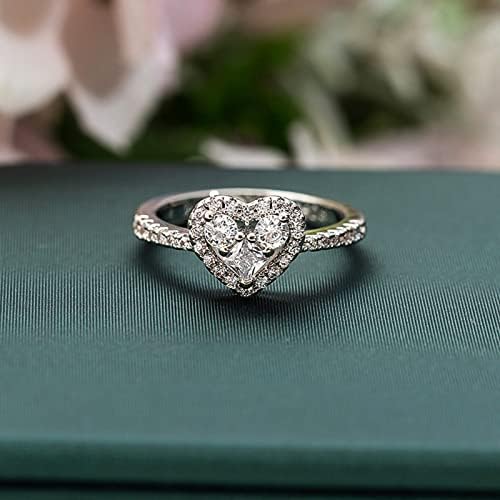 נירוסטה טבעות לנשים יצירתי לב זירקון טבעת זוג מזכרות מתנה לב טבעת אופנה טבעת אור יוקרה גבוהה