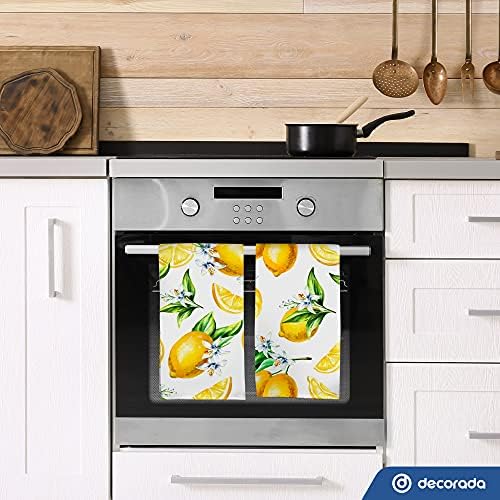 מגבות מטבח של דקורדה לימון - סט של 4-20 x 30 - מיוצר מכותנה - תפאורה למטבח לימון - הדרים וצהוב אביב ומגבות