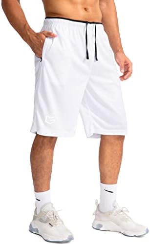 גרם הדרגתי גברים של כדורסל מכנסיים קצרים עם רוכסן כיסים קל משקל מהיר יבש 11 ארוך מכנסיים קצרים לגברים ספורט חדר
