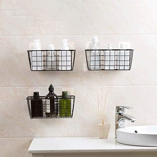 מדף מקלחת WXXGY מפלסטיק ללא קידוח קיר תלוי מארגן מדפי אחסון עם כוס יניקה לחדר שינה למטבח אמבטיה
