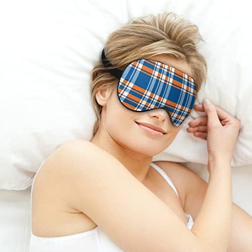 מסכת שינה משובצת כחולה וכתומה מכסה מסיכת עיניים מכסה עיניים קלה משקל עם רצועה מתכווננת לגברים נשים