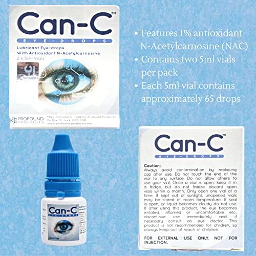 CAN -C טיפות עיניים טיפות עיניים טבעיות - סיכה טיפות עיניים לעיניים יבשות עם נוגד חמצון NAC - טיפות עיניים