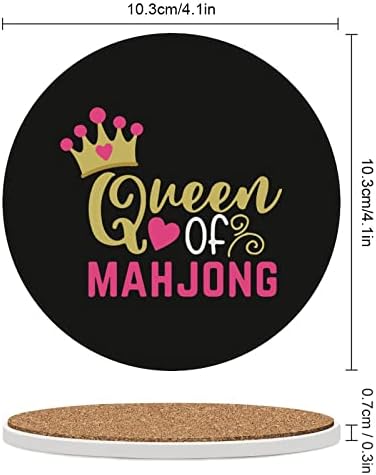 מלכת Mahjong מלכה קרמיקה עגולה עם מחצלת הגנה על שולחן השולחן של פקק לספלים מטבח משרדי 4 יחידות