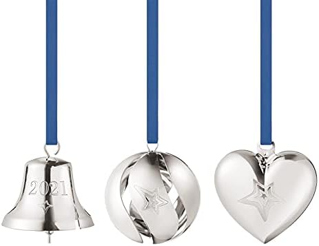 GEORG JENSEN 2021 סט פלדיום שנתי לשלושה חלקים, פעמון, כדור ולב