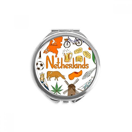 הולנד נוף בעלי חיים לאומי דגל יד קומפקטי מראה עגול נייד כיס זכוכית