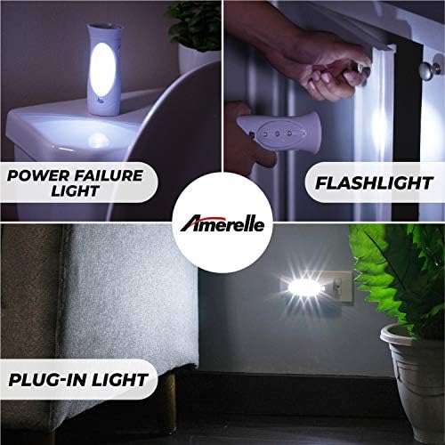 אורות חירום של Amerelle LED להפסקת חשמל ביתית, 6 חבילות - פונקציה משולשת פסק חשמל נורה וחבר משולבת פנס,