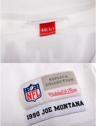 מסגר ג'ו מונטנה סן פרנסיסקו 49ers חתימה מיטשל ונס ווייטד ג'רזי עם כתובת HOF 00 - גופיות NFL עם חתימה