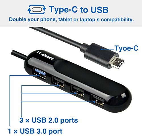רכזת USB-C, Elexx USB-C עד 4-יציאה USB 3.0 רכזת לכל מכשירי USB Type-C כמו Surface Pro 4, Chromebook