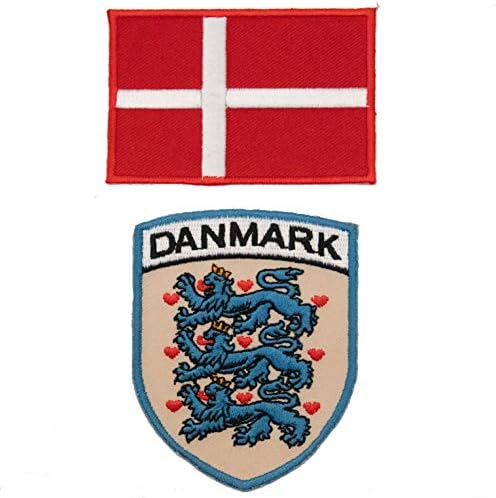 A -ONE - DENAMRK אריה סמל סמל + תיקון בד דגל דנמרק, תיקון מגן רקום, תיקון דנמרק מס '097C