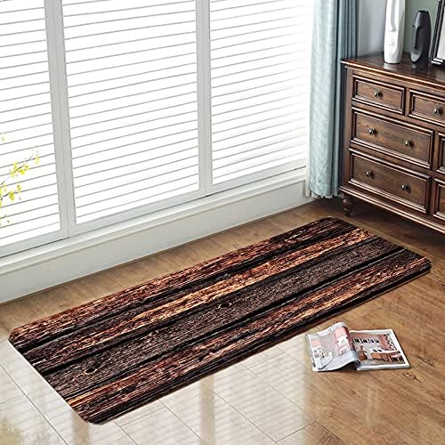 חום כהה ישן לוח עץ עץ הדפס שטיחי אמבטיה וקצף שטיחים ללא החלקה שטיח שטיח אמבטיה 59 x 24 אינץ '