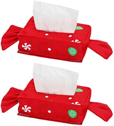 AMOSFUN רקמות קופסא 2 יחידות קופסת רקמות לחג המולד כיסוי חמוד ממתקים אחסון רקמות מארז מחזיק מגבת